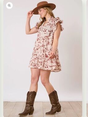 FANTASTIC FAWN
Western Print Sleeveless Mini Dress